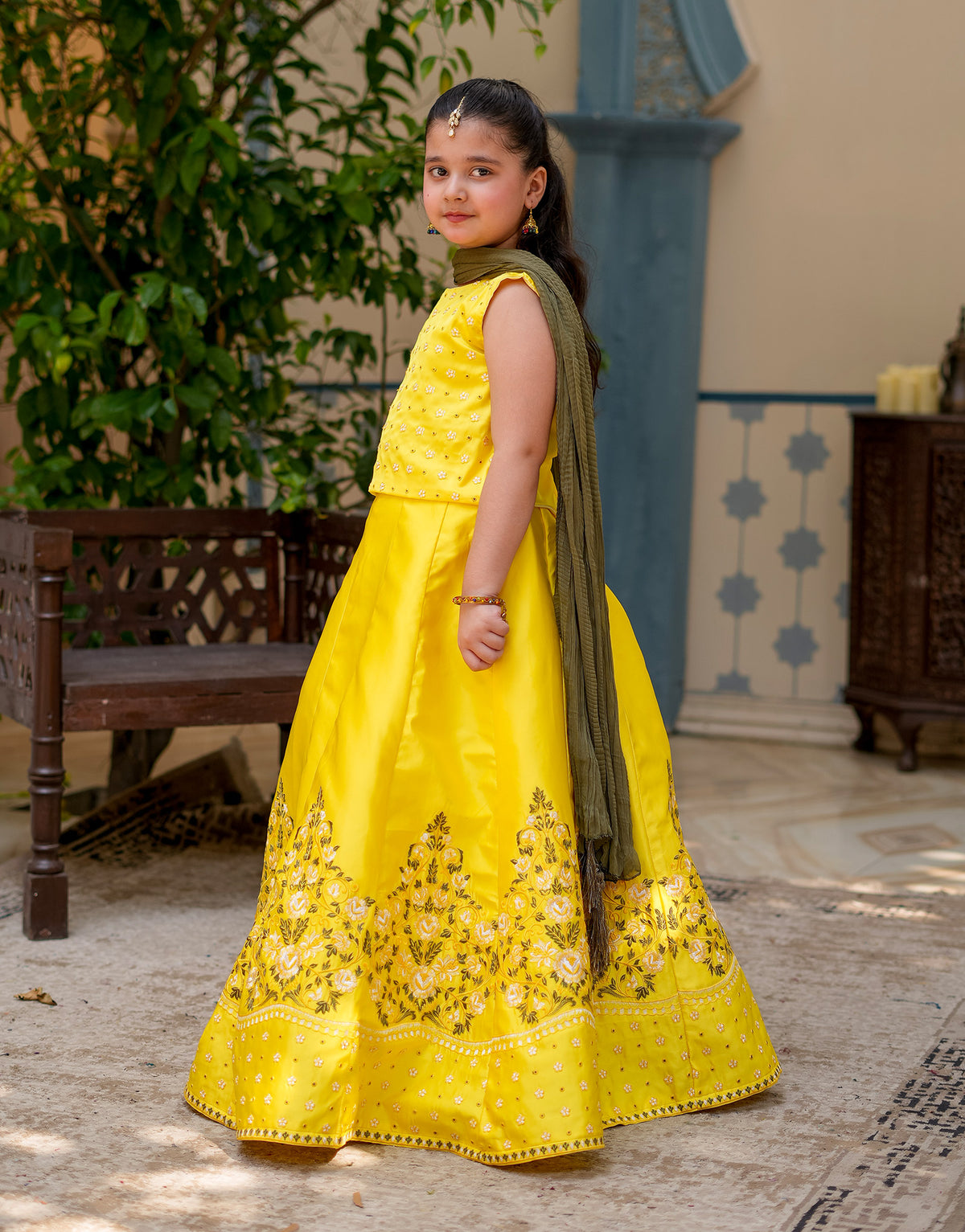 EMBRIODERED LEHENGA CHOLI YELLOW (ZNWR-59)