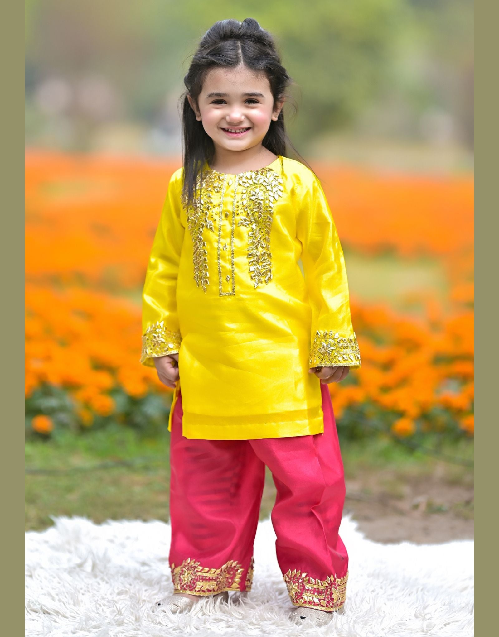 3 Piece Dress with Gota Work