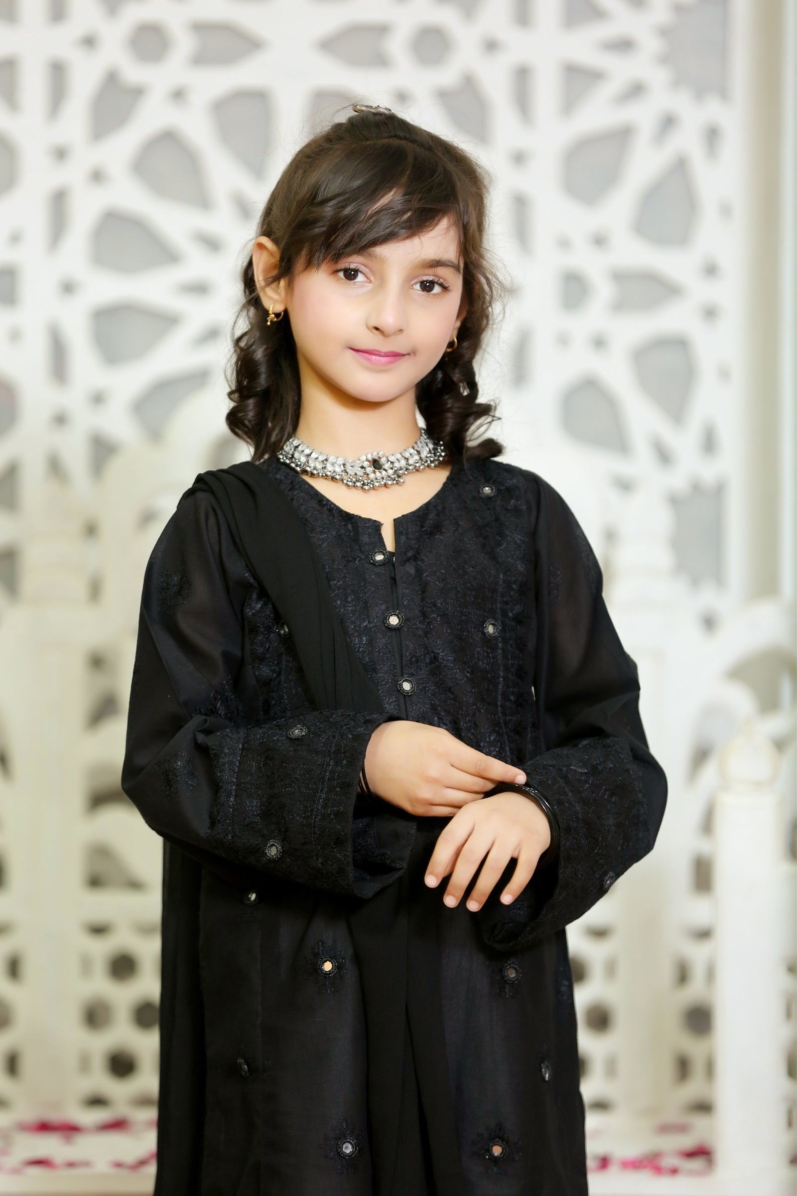 Embroidered Black 3-Piece Lawn Suit with Mirror Work