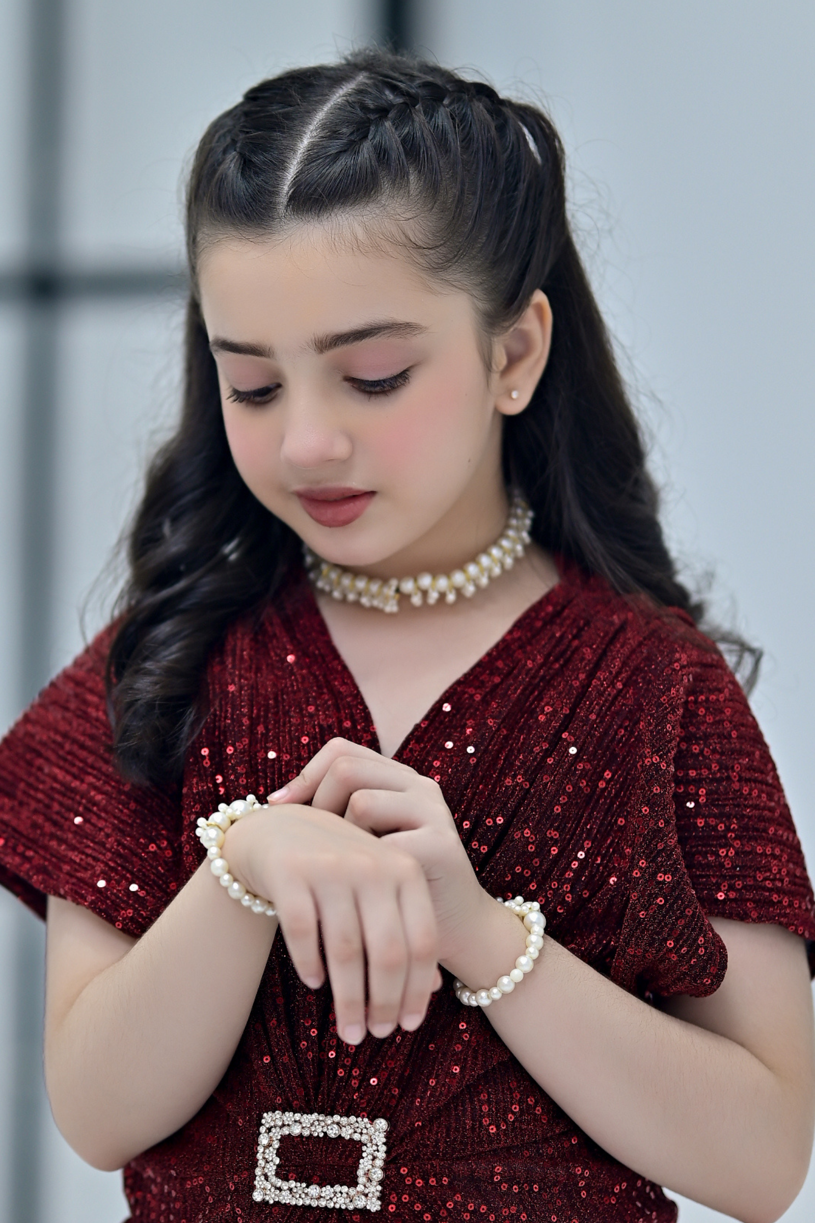 Pearl Beaded Flower Decor Necklace & Bracelet