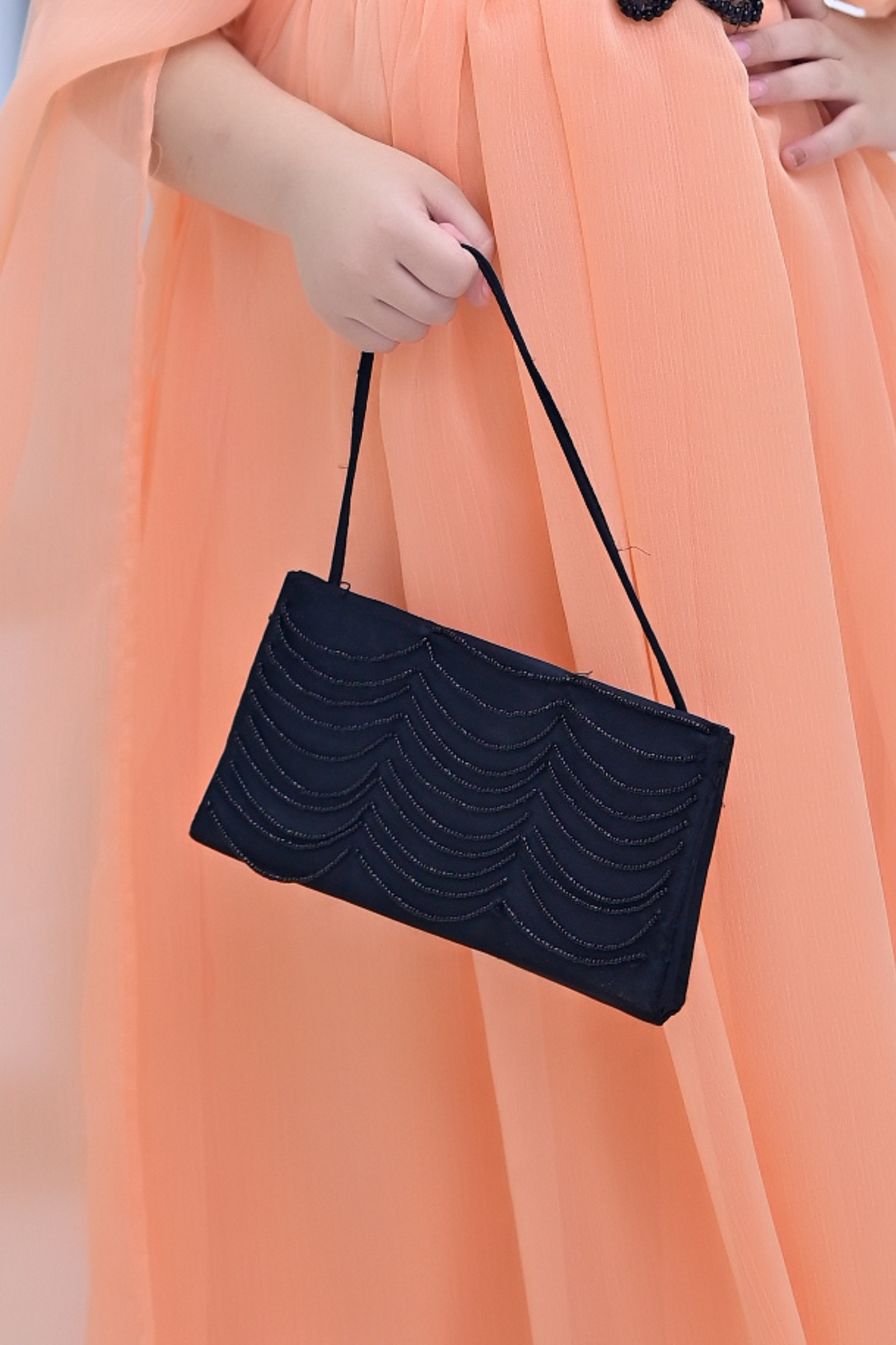 Pearl Evening Clutch Bag Black