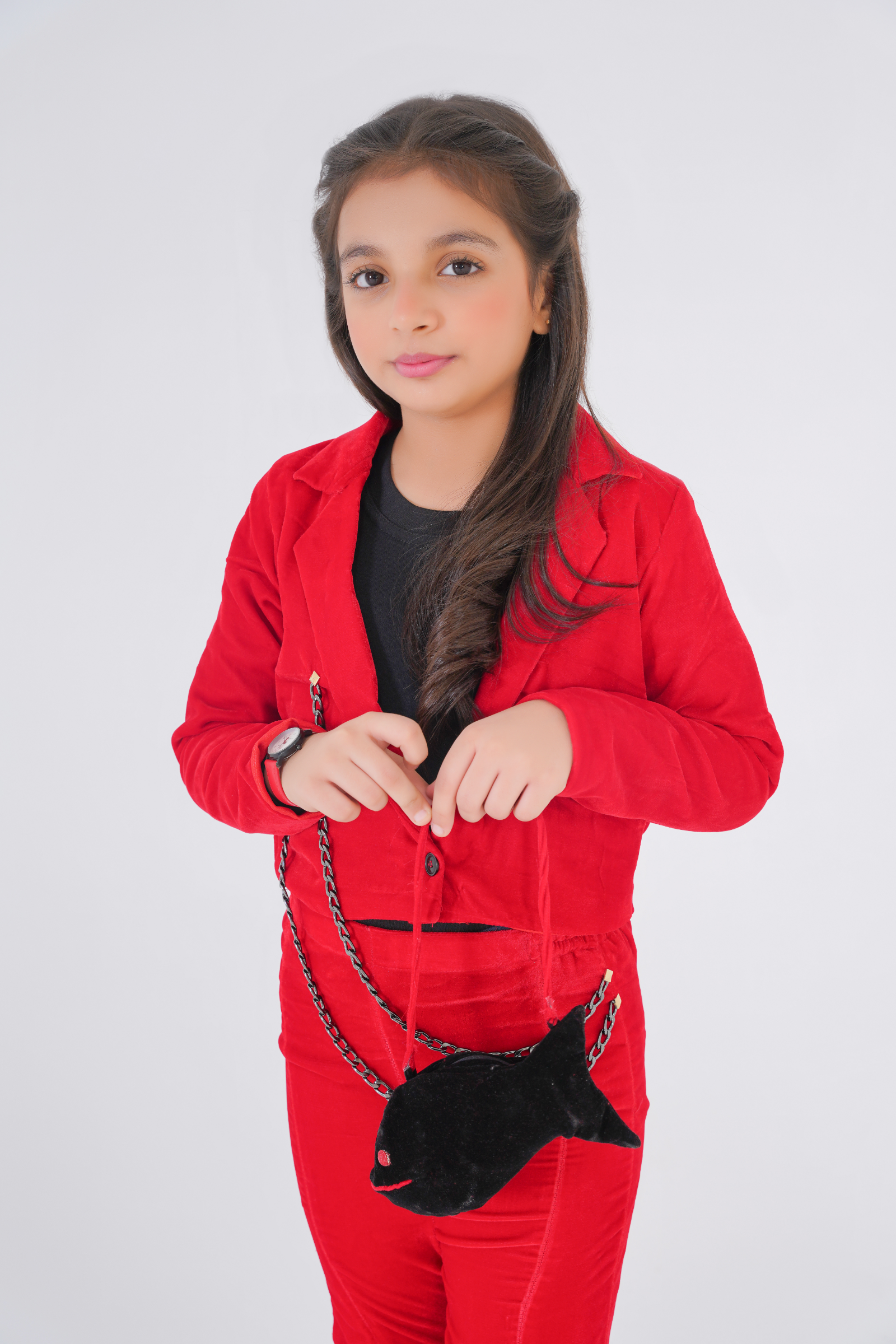 Fish Pattern Hand Bag Black