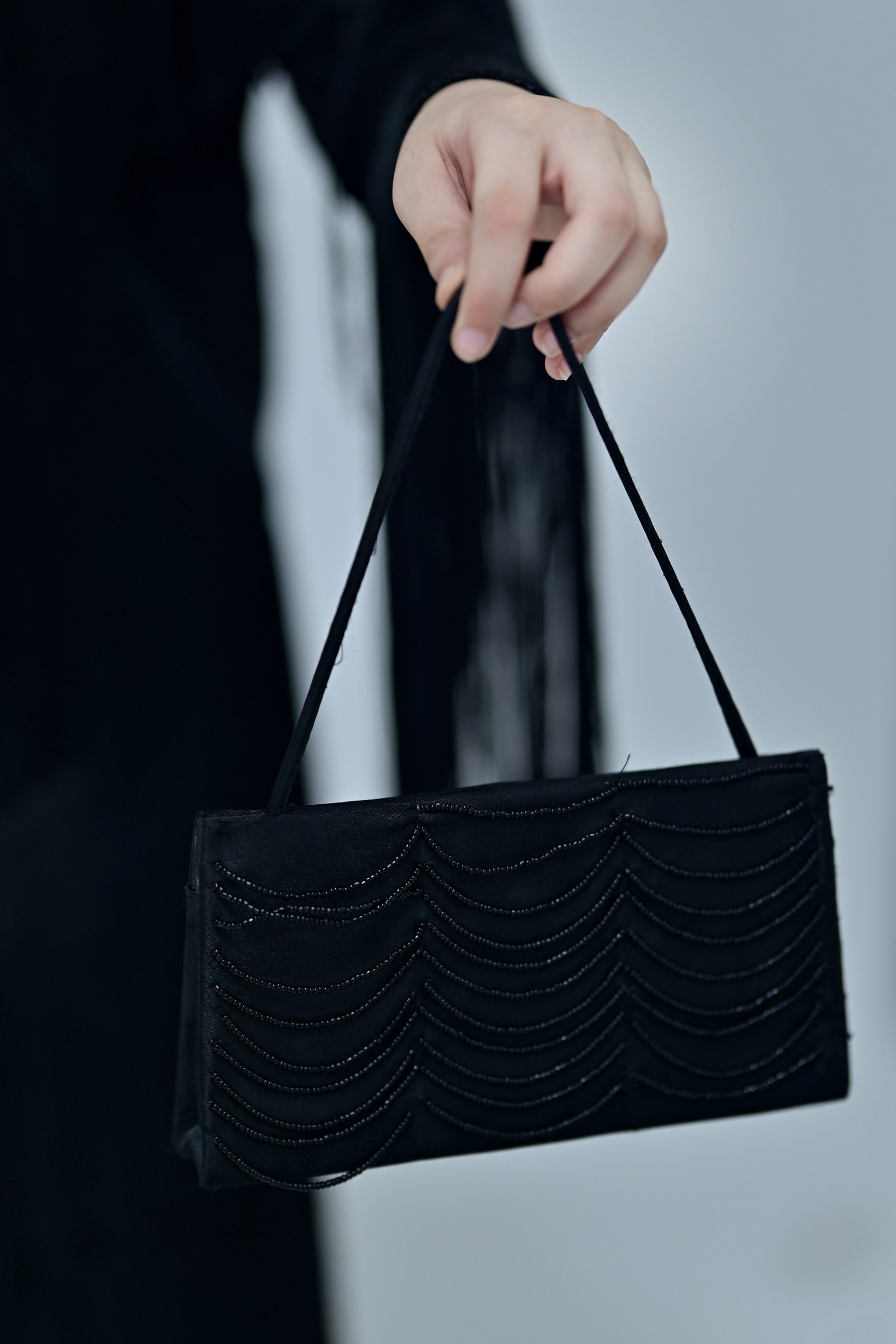 Pearl Evening Clutch Bag Black