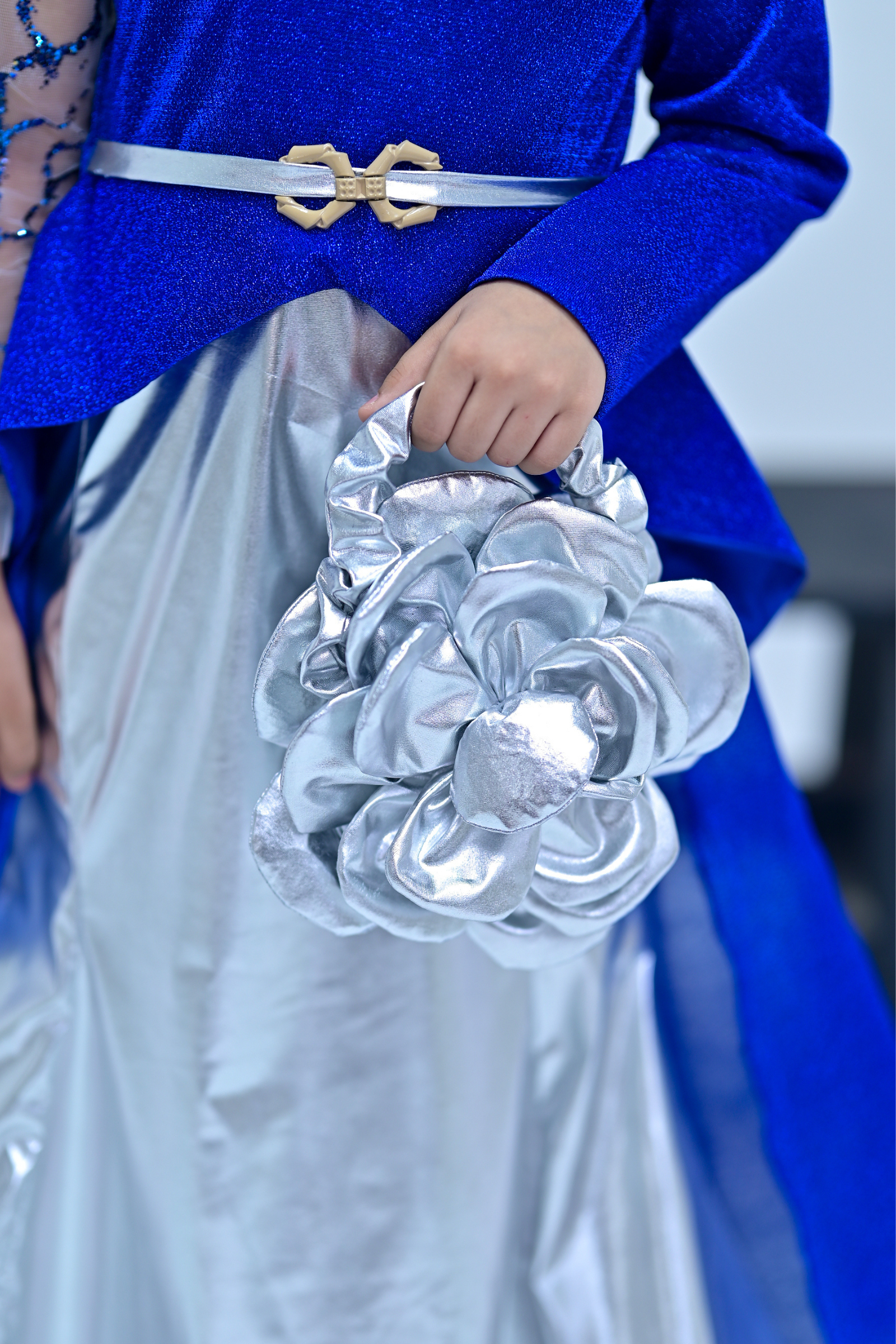Premium Rose Pattern Silver Hand Bag