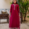 EMBRIODERED MAROON KURTA WITH TROUSER (ZNWA-54)