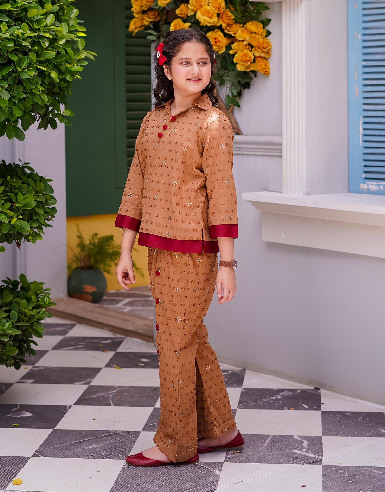 EMBELLISHED TOP WITH BELL BOTTOM TROUSER (ZNST-39)