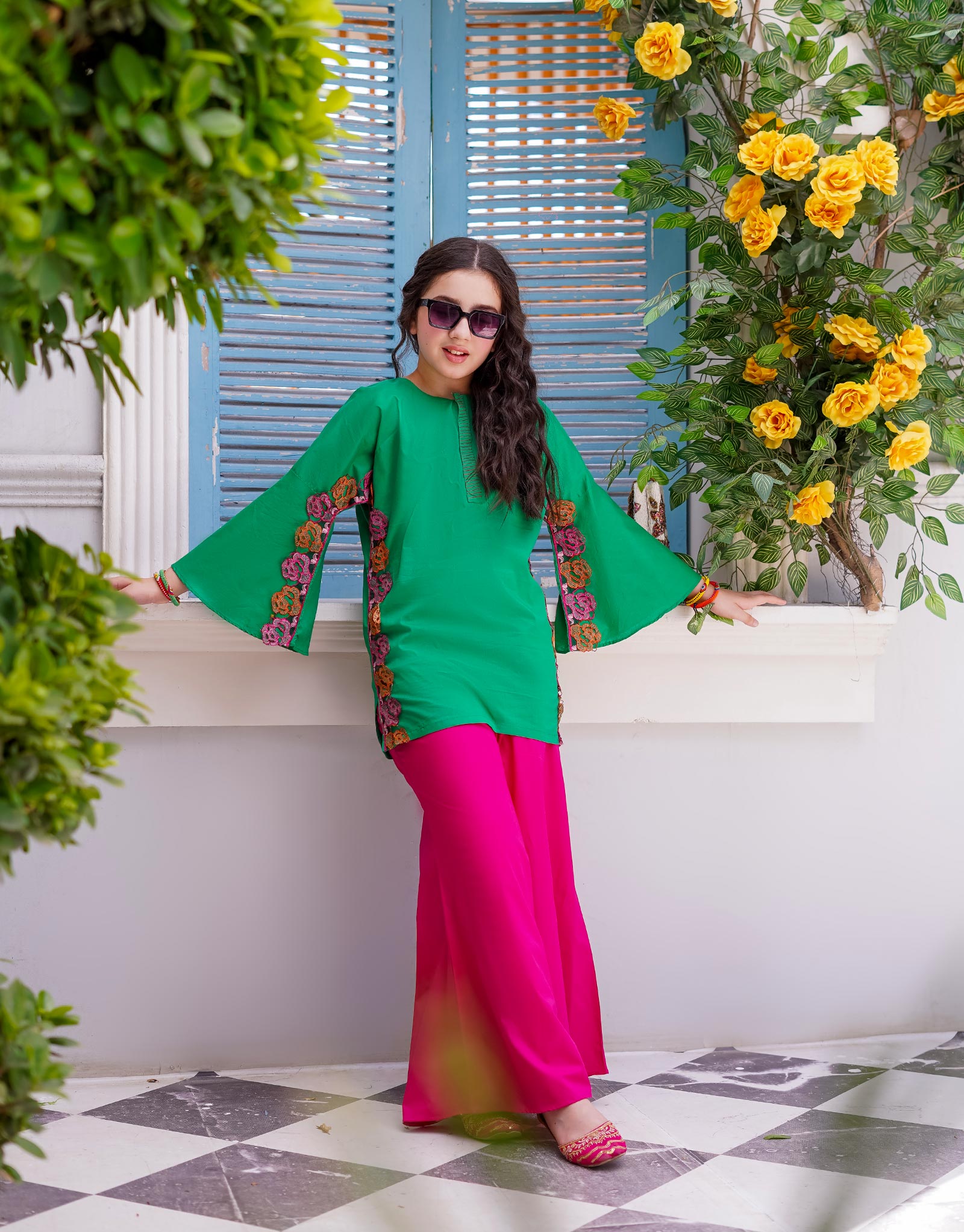 EMBELLISHED SHIRT WITH FLARED TROUSER (ZNSH-45)