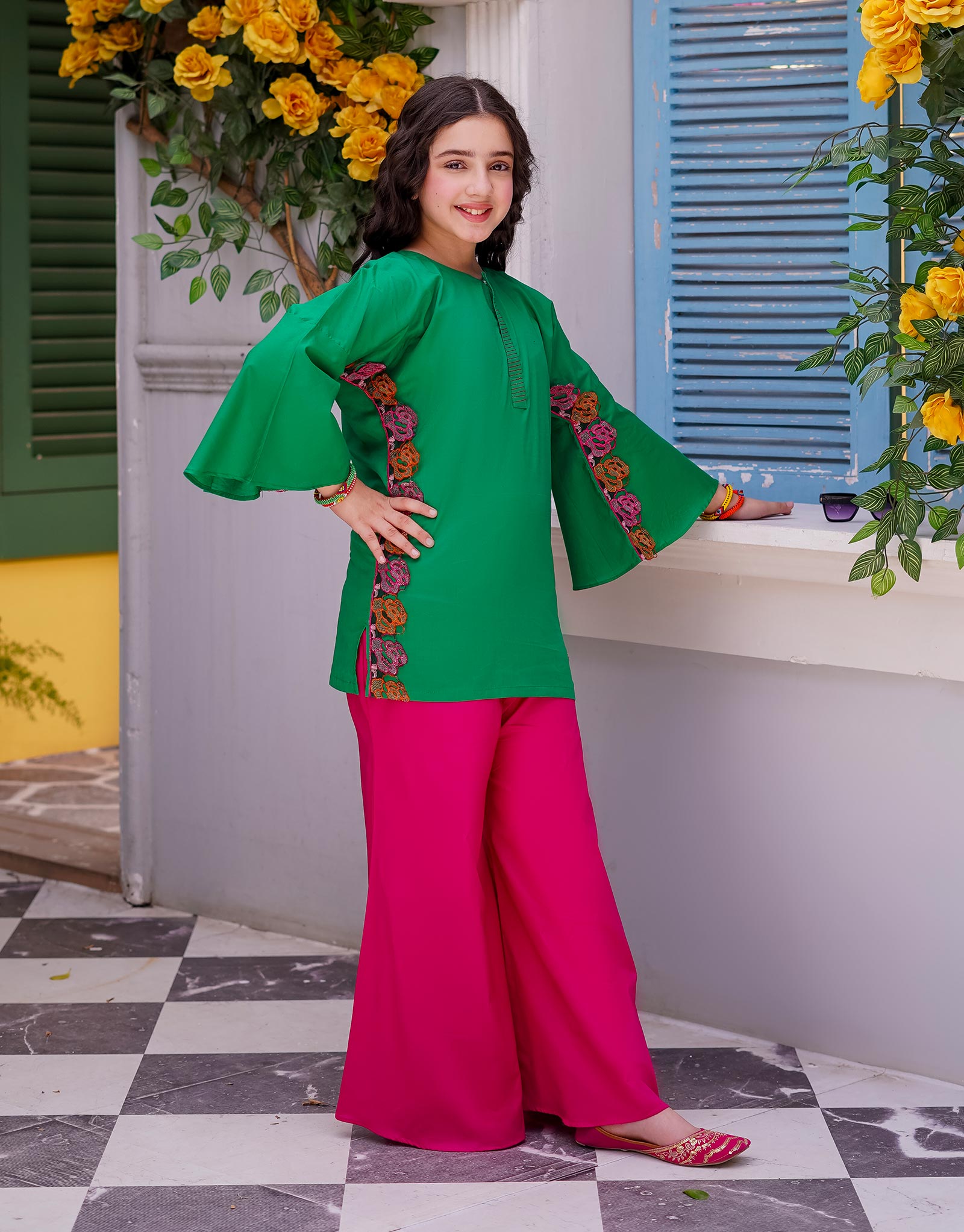 EMBELLISHED SHIRT WITH FLARED TROUSER (ZNSH-45)