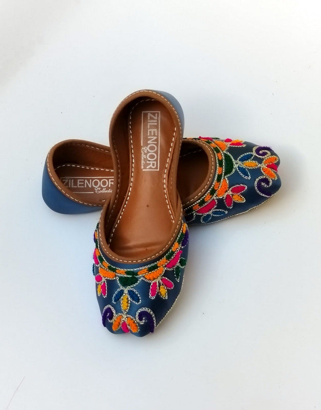 Hand Embroidered Khussa Blue