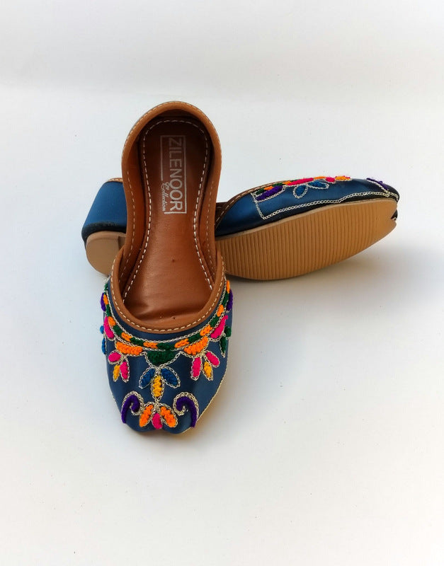 Hand Embroidered Khussa Blue