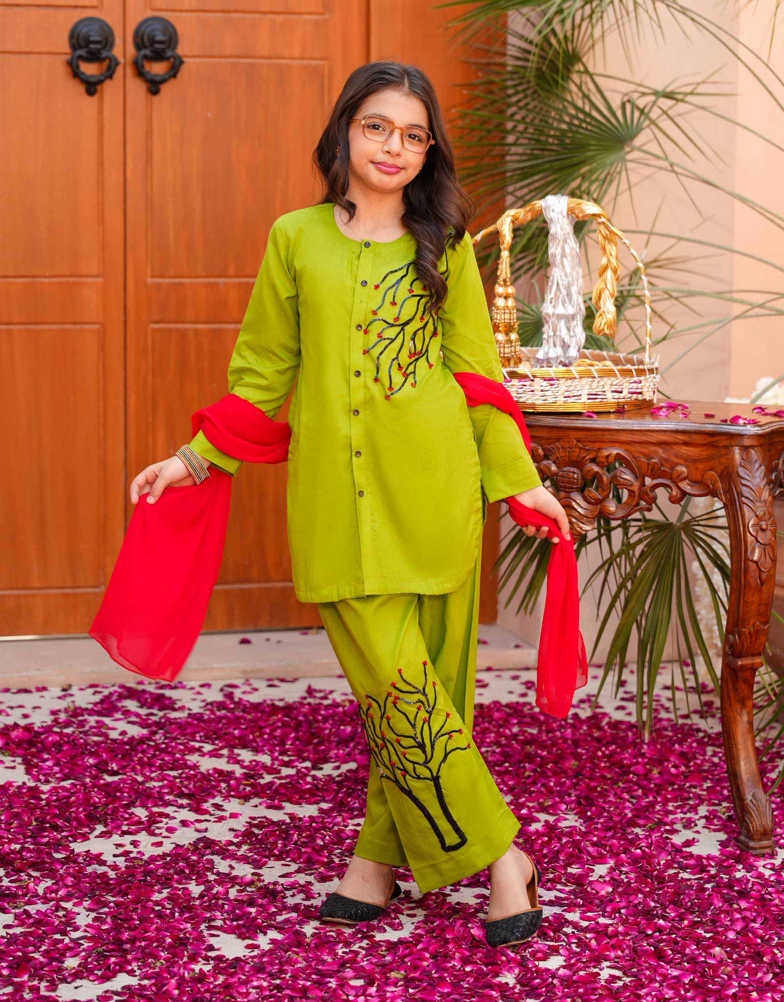 ZNSMP-24 EMBELLISHED COTTON DRESS 3 PCS