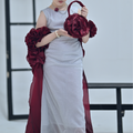 Premium Ruffle Rose  Maroon Hand Bag