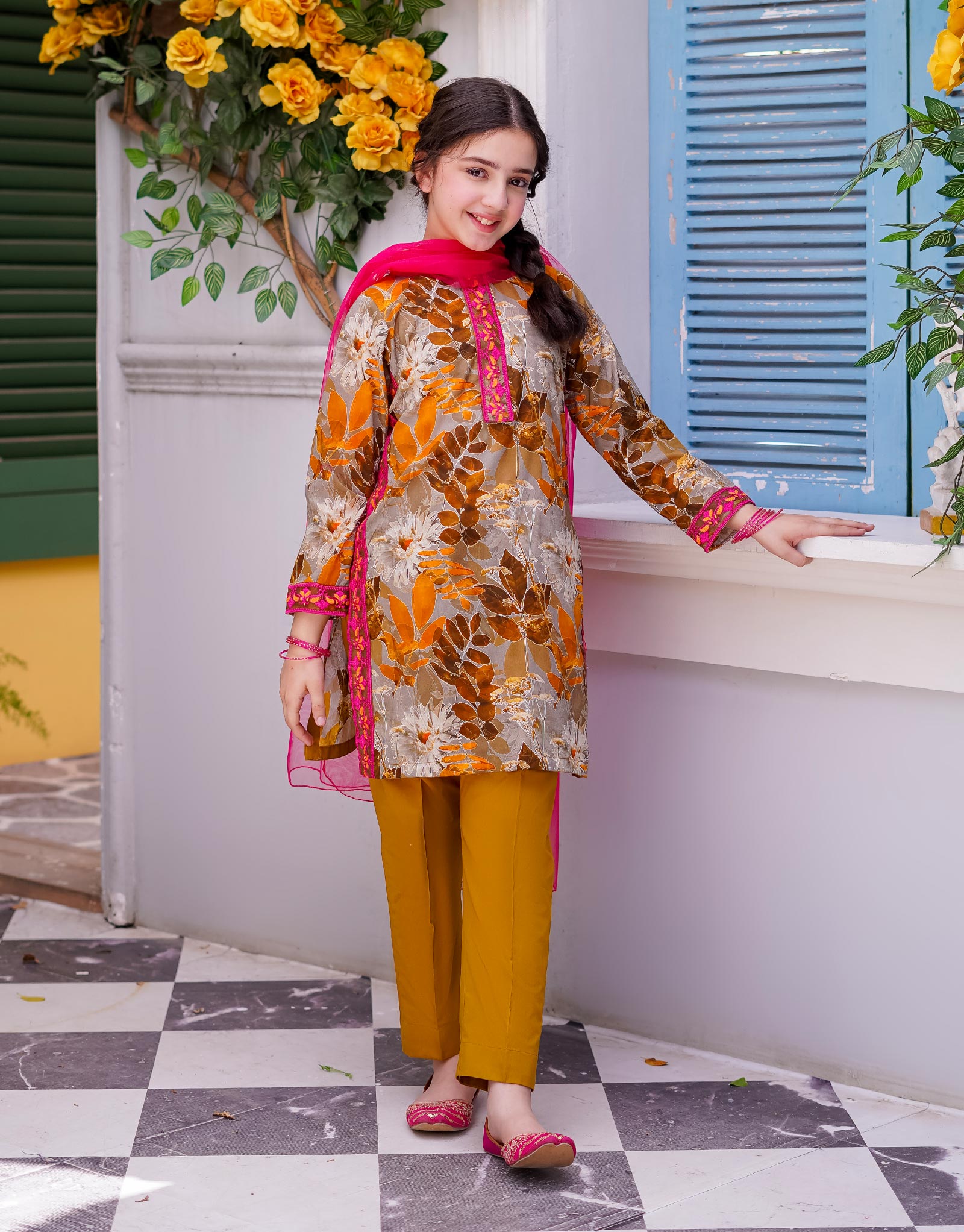 EMBRIODERED SHIRT & TROUSER 3 PCS (ZNSH-43)