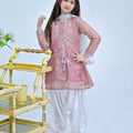 3 Piece Embroidered Embellished Dress Pink