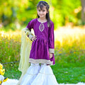 KAMEEZ GHARARA 3 PIECE COTTON EMBELLISHED (Purple)