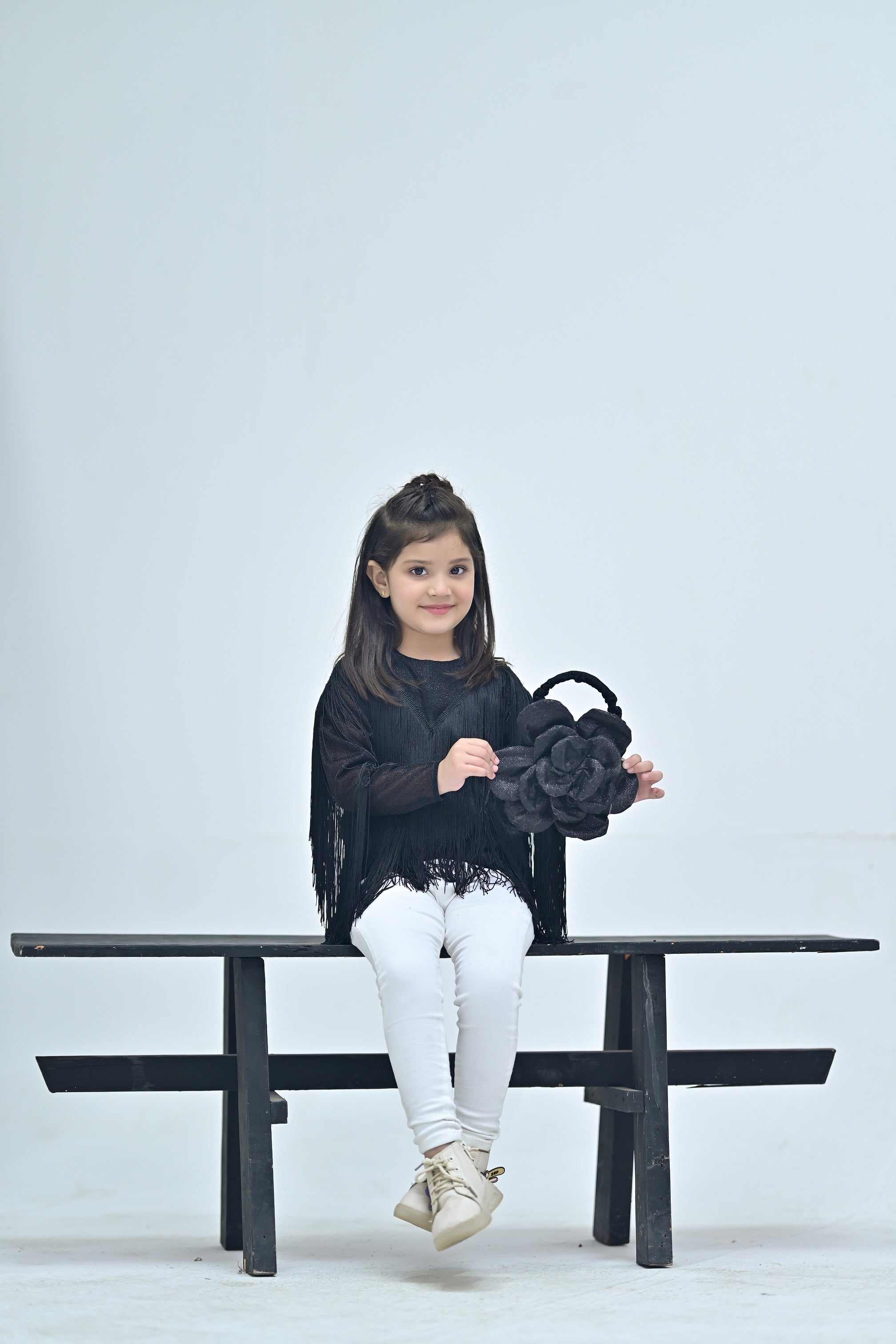 Premium Rose Pattern Black Hand Bag