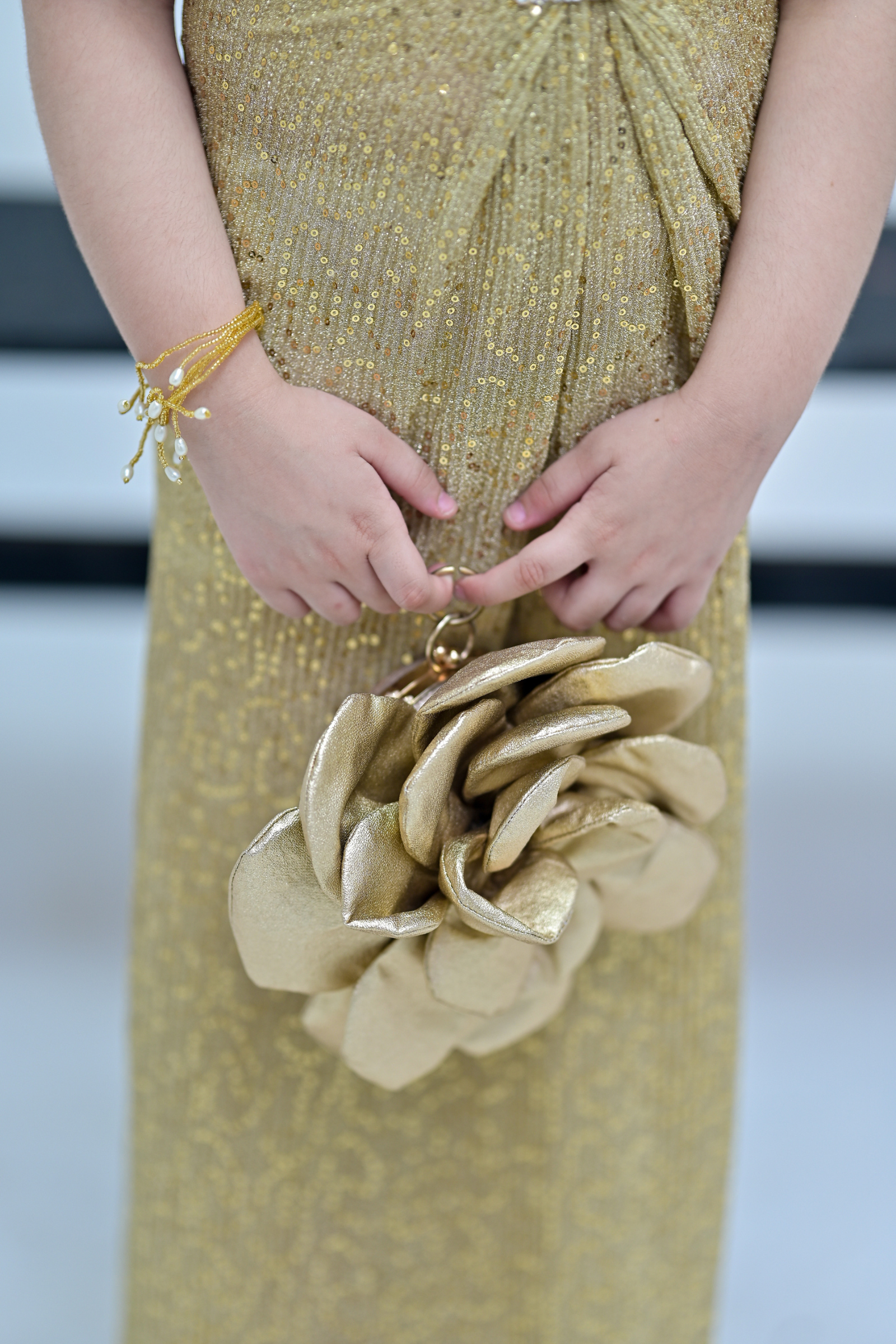Premium Rose Pattern Golden Hand Bag