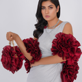 Ruffle Rose  Maroon Chain Hand Bag